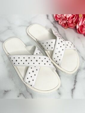JIMMY CHOO Palmo Star Studded Leather Slides